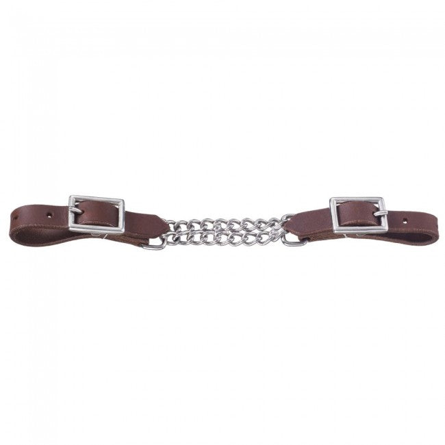 Harness Leather Curb with Double Chain