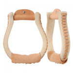 Leather Laced 1" Wide Rawhide Oxbow Stirrups with 3" Neck