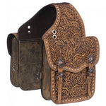 Leather Floral Tooled Saddle Bag