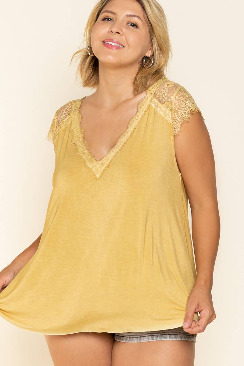 Plus Size Mustard Knit Top