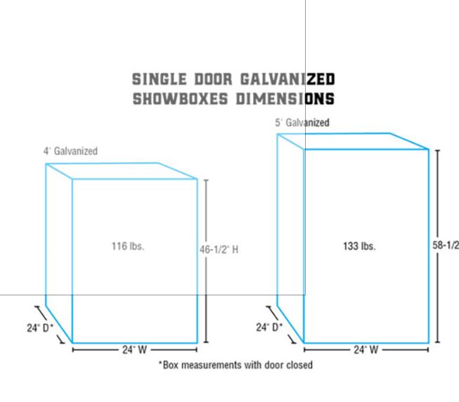 Single Door Galvanized Showbox, 4'  by Weaver
