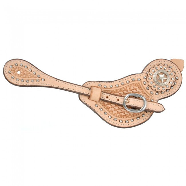 Royal King Lined Cowhide Spur Straps w/Basket Tooling & Dots
