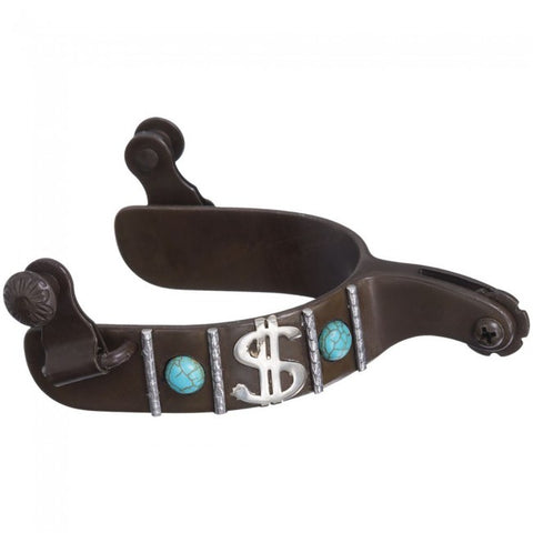 Antique Turquoise Stone & Dollar Sign Men's Spurs