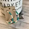 Stone Bead Hoop Earrings-Turquoise/Ivory