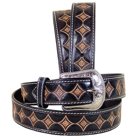 3D Flower Pattern Western Fashion Leather Belt
