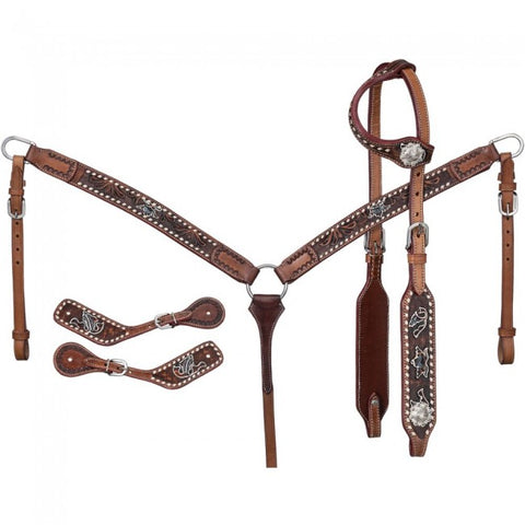 Floral Tooled 3 Piece Tack Set