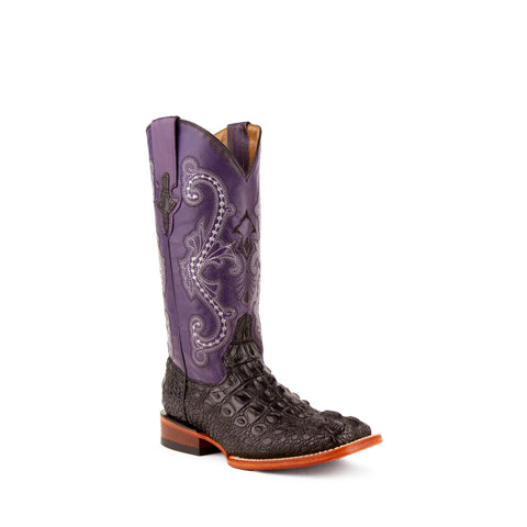 Ladies Ferrini Purple with Hornback Caiman Boots - Rancher