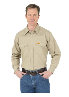 Wrangler Flame Resistant Khaki Twill Snap Up