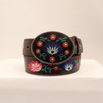 Ladies Embroidered Belt with Buckle - 1-1/2" Wide