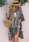 Leopard Print Patchwork Kimono Cover Up