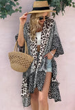 Leopard Print Patchwork Kimono Cover Up