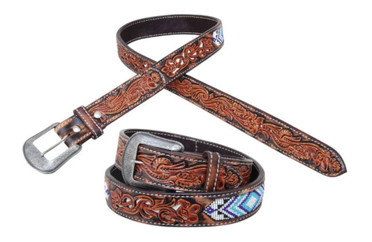 Blue Diamond Beaded Belt by Circle Y