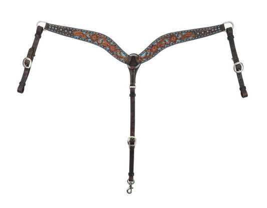 Bronco Blue Texas Flower Breast Collar by Circle Y