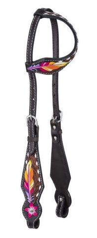 Royal King Feather & Flower Single Ear Headstall