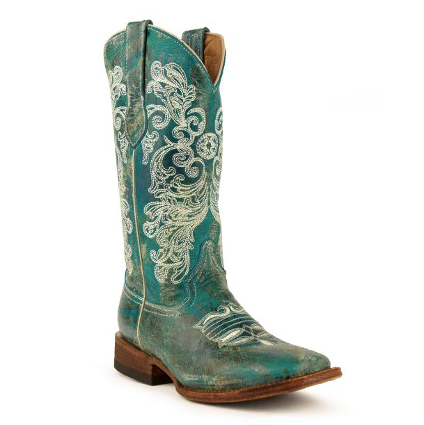 Ladies Turquoise Square Toe - Southern Charm Boots