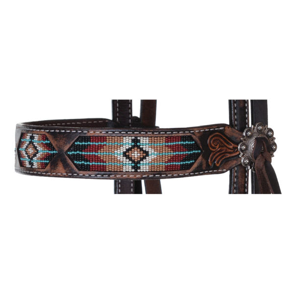 Circle Y Distressed Southwestern Beaded Inlaid Headstall