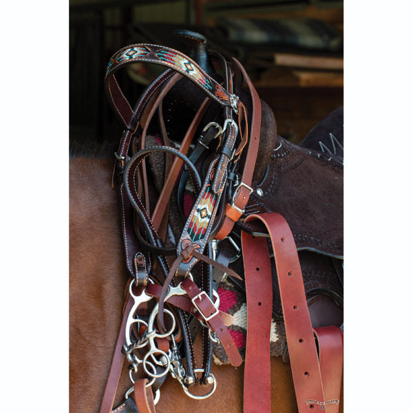 Circle Y Distressed Southwestern Beaded Inlaid Headstall
