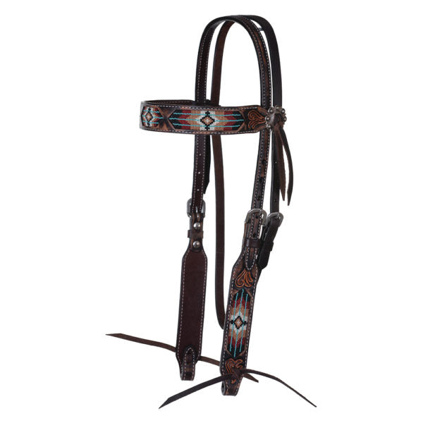 Circle Y Distressed Southwestern Beaded Inlaid Headstall
