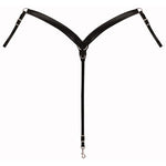 Black Leather Contoured Ring-in-Center Breast Collar