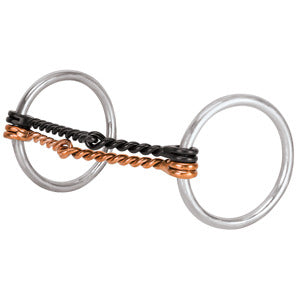Weaver Ring Snaffle Bit w/5" Offset Double Twisted Copper/Black Mouth