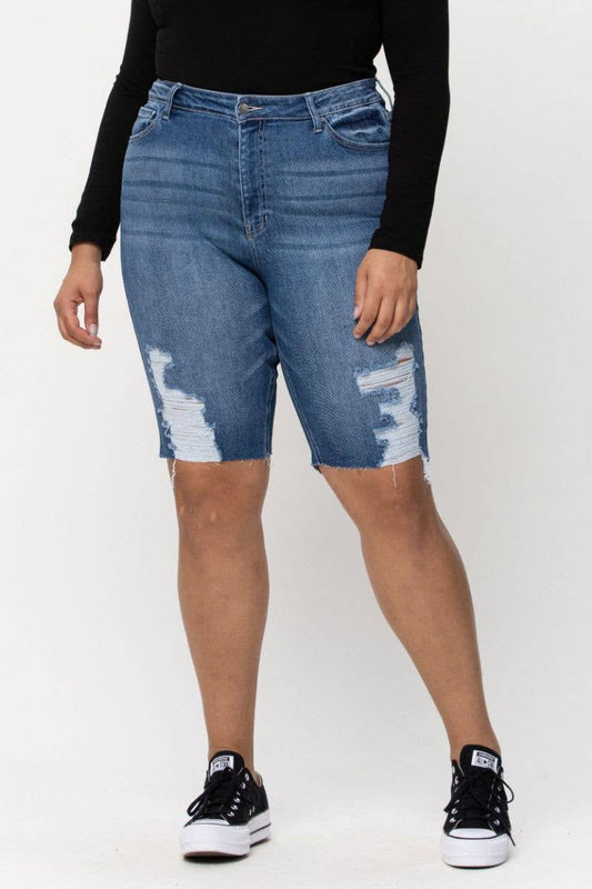 Distressed Bermuda Shorts - Plus Size