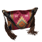 Aztec Western Tassel Crossbody Bag - Magenta
