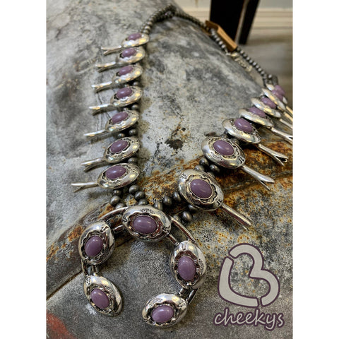 Victoria Eggplant Squash Blossom Necklace by Cheekys