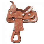 8" Miniature Western Carved Show Saddle w/Silver