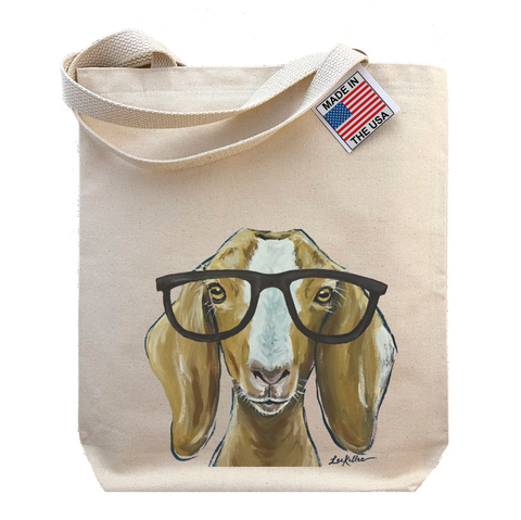 Tote bag Goat With Glasses